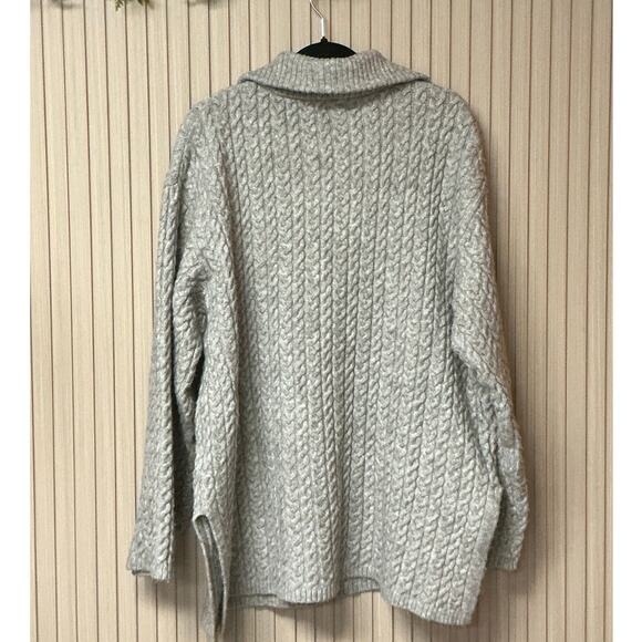 H&M Women’s Cable Knit Sweater with Zipper Gray Size L - Picture 2 of 4